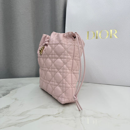Dior Adiorable Mini Bucket Bag — Blush Pink Cannage Lambskin with Gold Hardware