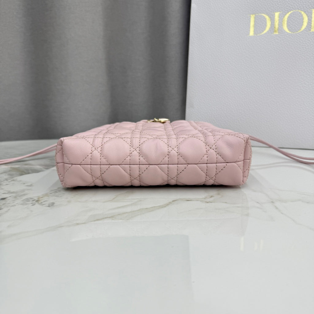 Dior Adiorable Mini Bucket Bag — Blush Pink Cannage Lambskin with Gold Hardware