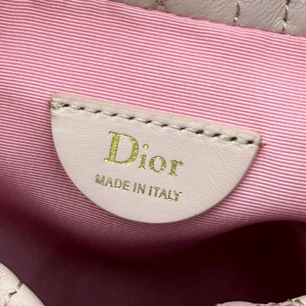 Dior Adiorable Mini Bucket Bag — Blush Pink Cannage Lambskin with Gold Hardware