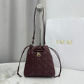 Dior Adiorable Mini Bucket Bag — Burgundy Cannage Lambskin with Gold Hardware