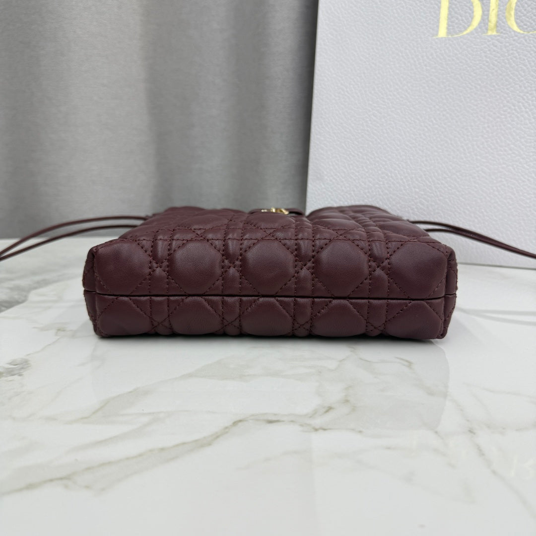 Dior Adiorable Mini Bucket Bag — Burgundy Cannage Lambskin with Gold Hardware