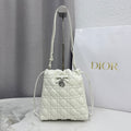 Dior Adiorable Mini Bucket Bag — White Cannage Lambskin with Silver Hardware
