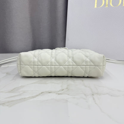 Dior Adiorable Mini Bucket Bag — White Cannage Lambskin with Silver Hardware