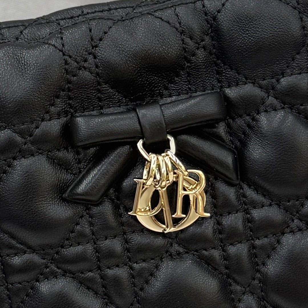 Dior Adiorable Mini Bucket Bag — Black Cannage Lambskin with Gold Hardware