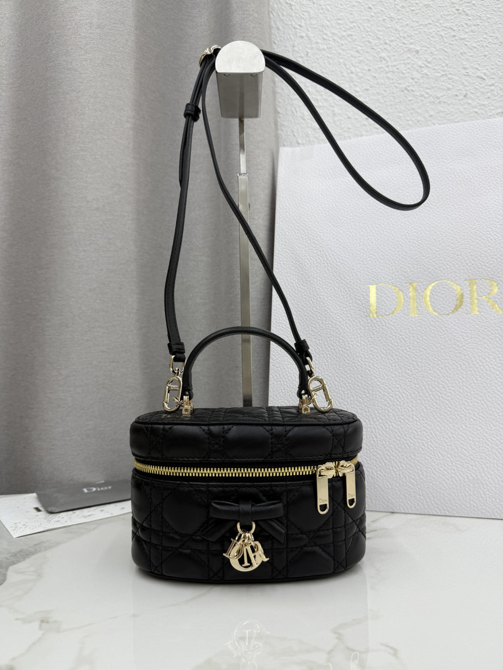 Dior Adiorable Mini Vanity Case — Black Cannage Lambskin with Gold Hardware