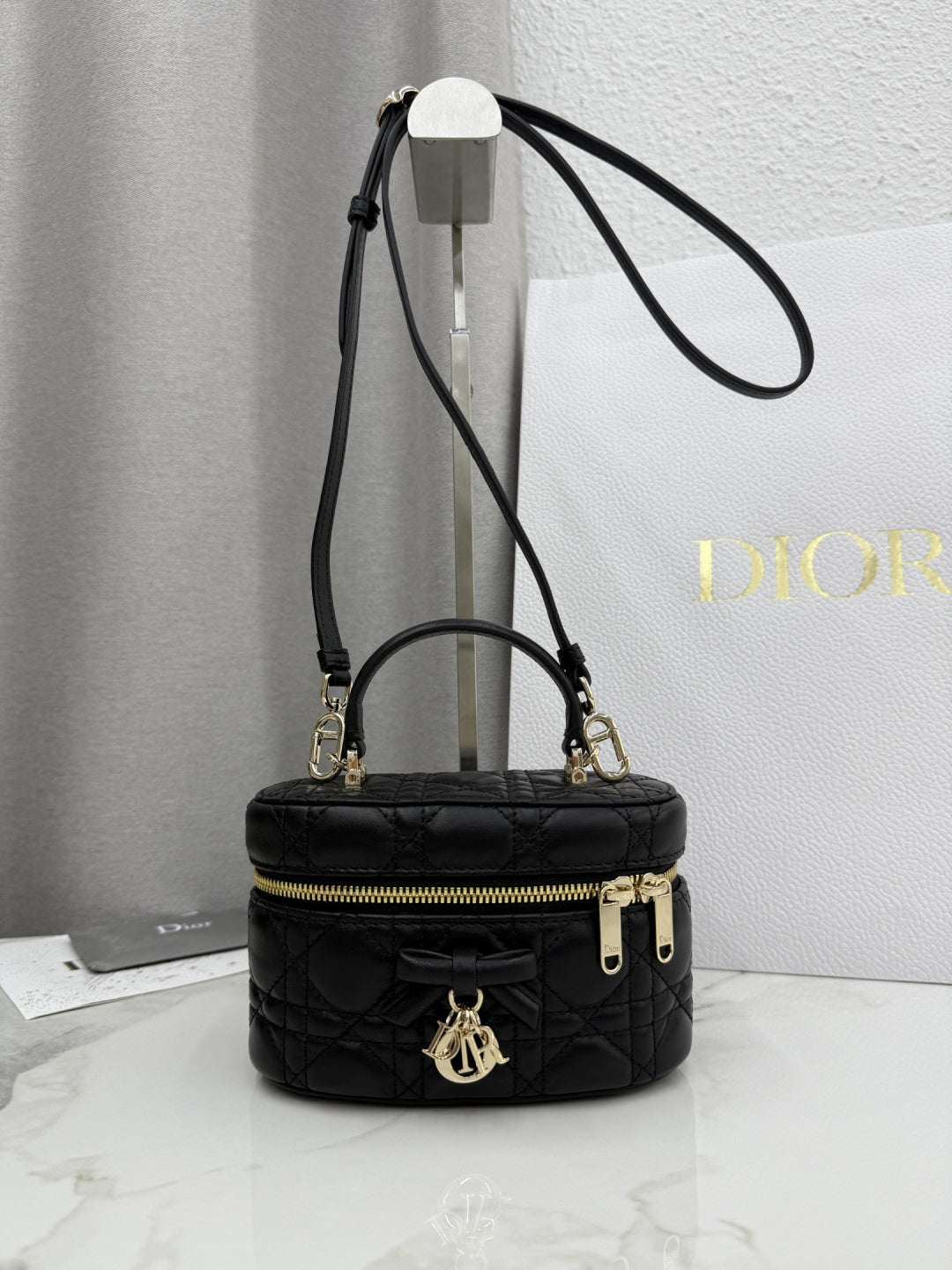 Dior Adiorable Mini Vanity Case — Black Cannage Lambskin with Gold Hardware