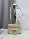 Dior Adiorable Mini Vanity Case — Latte Beige Cannage Lambskin with Gold Hardware