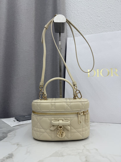 Dior Adiorable Mini Vanity Case — Latte Beige Cannage Lambskin with Gold Hardware