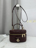 Dior Adiorable Mini Vanity Case — Burgundy Cannage Lambskin with Gold Hardware