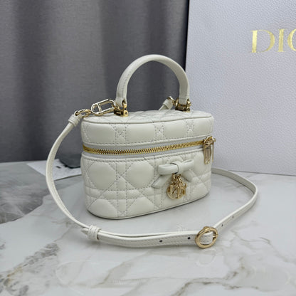Dior Adiorable Mini Vanity Case — White Cannage Lambskin with Gold Hardware