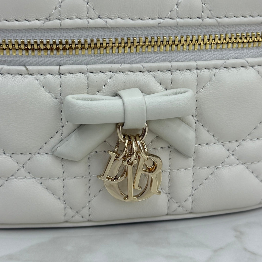 Dior Adiorable Mini Vanity Case — White Cannage Lambskin with Gold Hardware