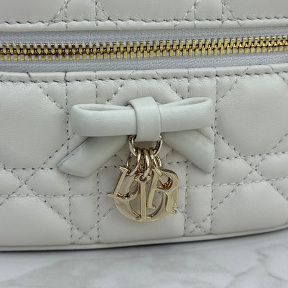 Dior Adiorable Mini Vanity Case — White Cannage Lambskin with Gold Hardware