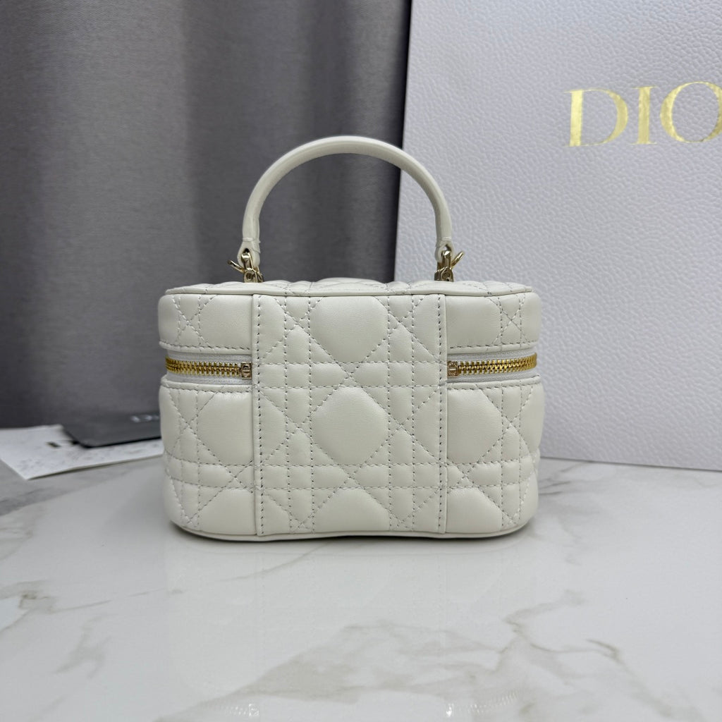 Dior Adiorable Mini Vanity Case — White Cannage Lambskin with Gold Hardware