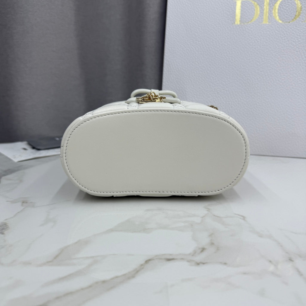 Dior Adiorable Mini Vanity Case — White Cannage Lambskin with Gold Hardware