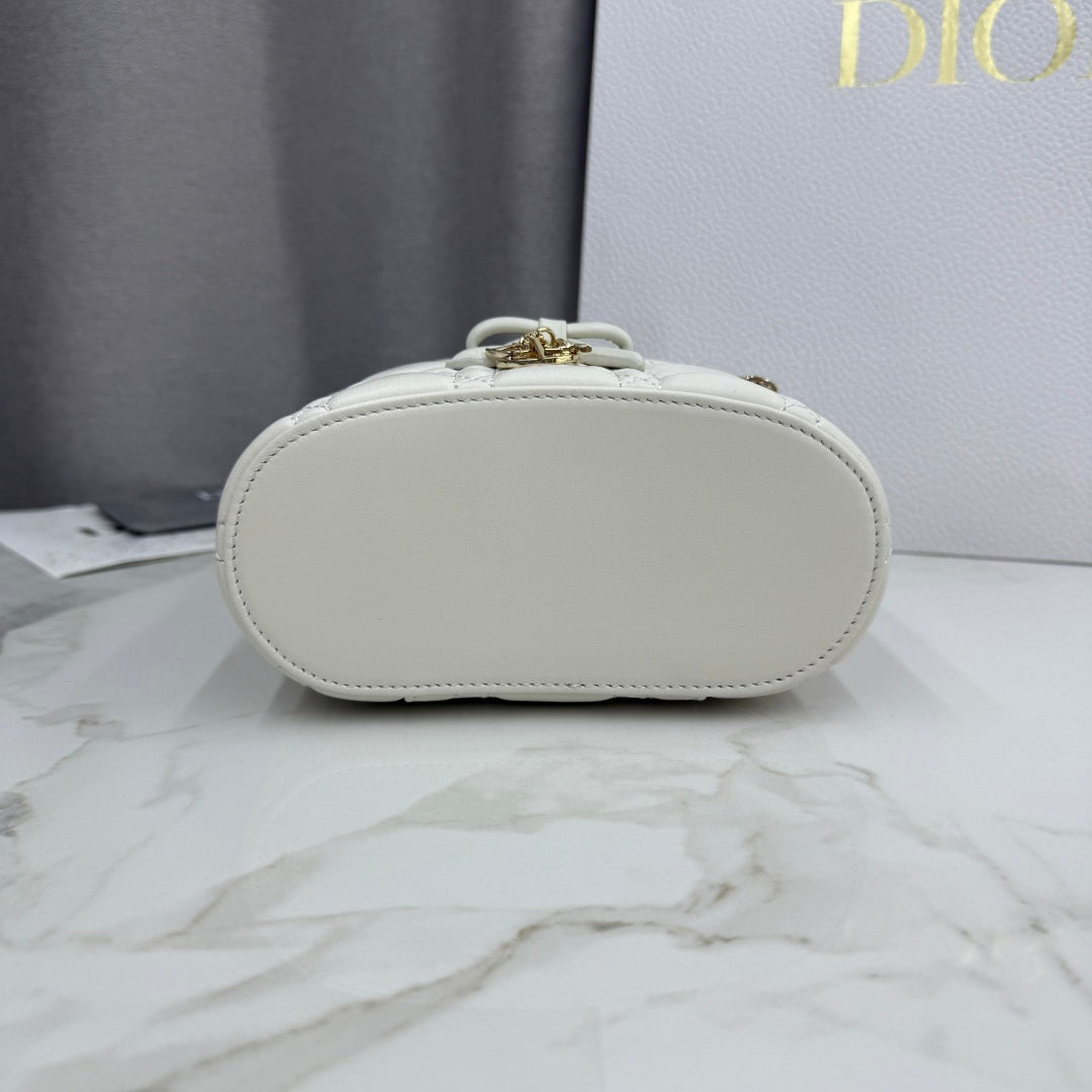 Dior Adiorable Mini Vanity Case — White Cannage Lambskin with Gold Hardware