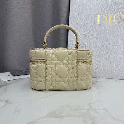 Dior Adiorable Mini Vanity Case — Latte Beige Cannage Lambskin with Gold Hardware