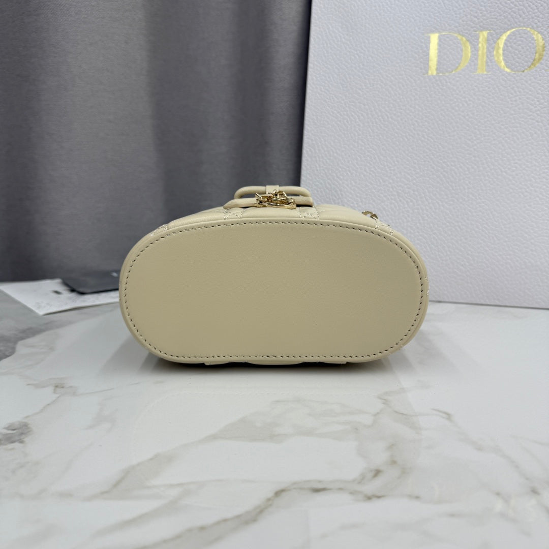 Dior Adiorable Mini Vanity Case — Latte Beige Cannage Lambskin with Gold Hardware