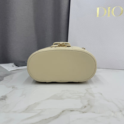 Dior Adiorable Mini Vanity Case — Latte Beige Cannage Lambskin with Gold Hardware