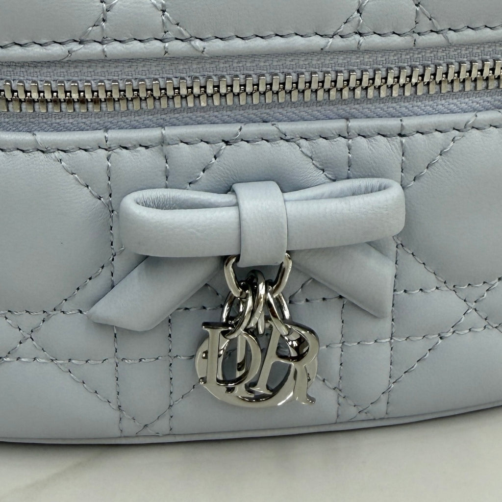 Dior Adiorable Mini Vanity Case — Ice Blue Cannage Lambskin with Silver Hardware