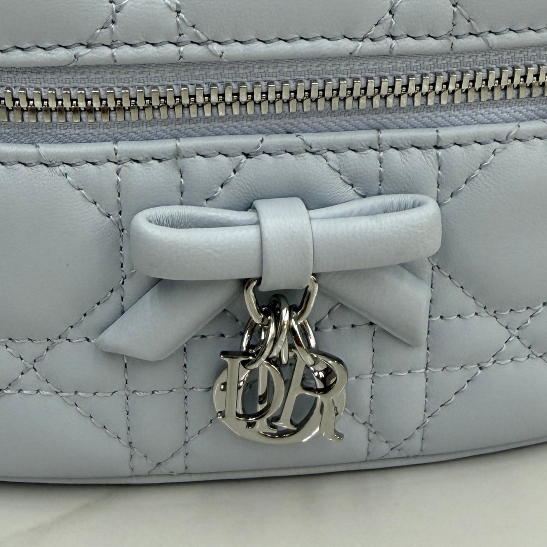 Dior Adiorable Mini Vanity Case — Ice Blue Cannage Lambskin with Silver Hardware