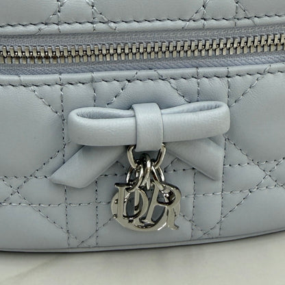 Dior Adiorable Mini Vanity Case — Ice Blue Cannage Lambskin with Silver Hardware