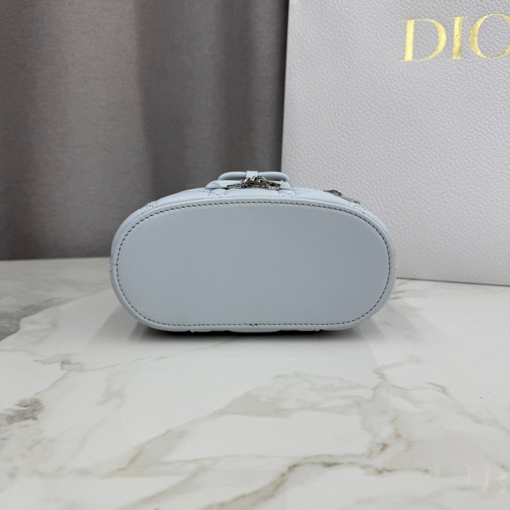 Dior Adiorable Mini Vanity Case — Ice Blue Cannage Lambskin with Silver Hardware
