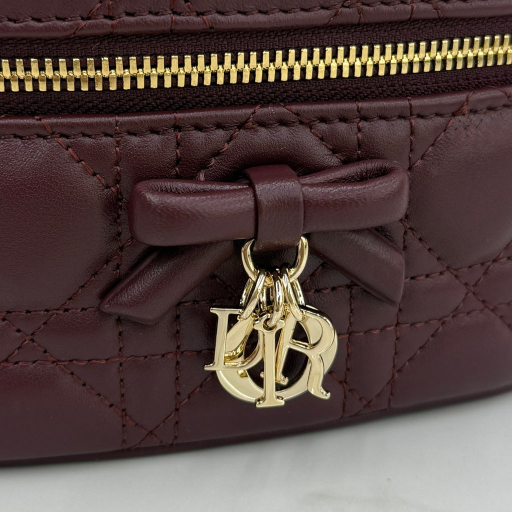 Dior Adiorable Mini Vanity Case — Burgundy Cannage Lambskin with Gold Hardware