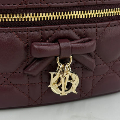 Dior Adiorable Mini Vanity Case — Burgundy Cannage Lambskin with Gold Hardware