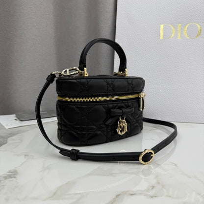 Dior Adiorable Mini Vanity Case — Black Cannage Lambskin with Gold Hardware