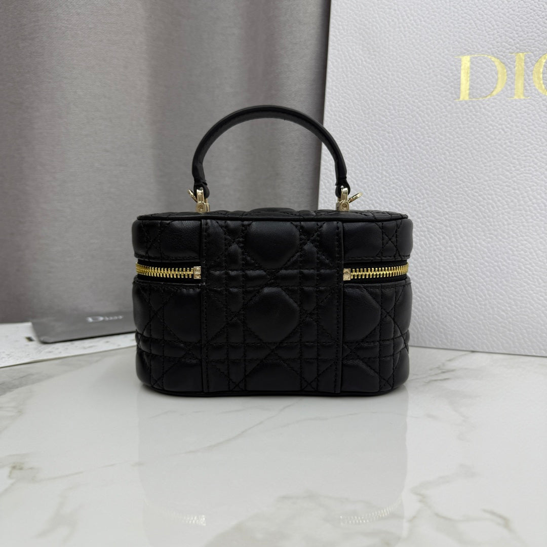Dior Adiorable Mini Vanity Case — Black Cannage Lambskin with Gold Hardware