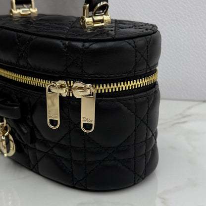 Dior Adiorable Mini Vanity Case — Black Cannage Lambskin with Gold Hardware