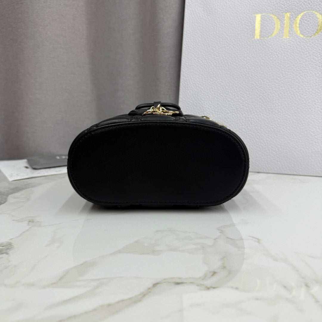 Dior Adiorable Mini Vanity Case — Black Cannage Lambskin with Gold Hardware