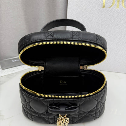 Dior Adiorable Mini Vanity Case — Black Cannage Lambskin with Gold Hardware