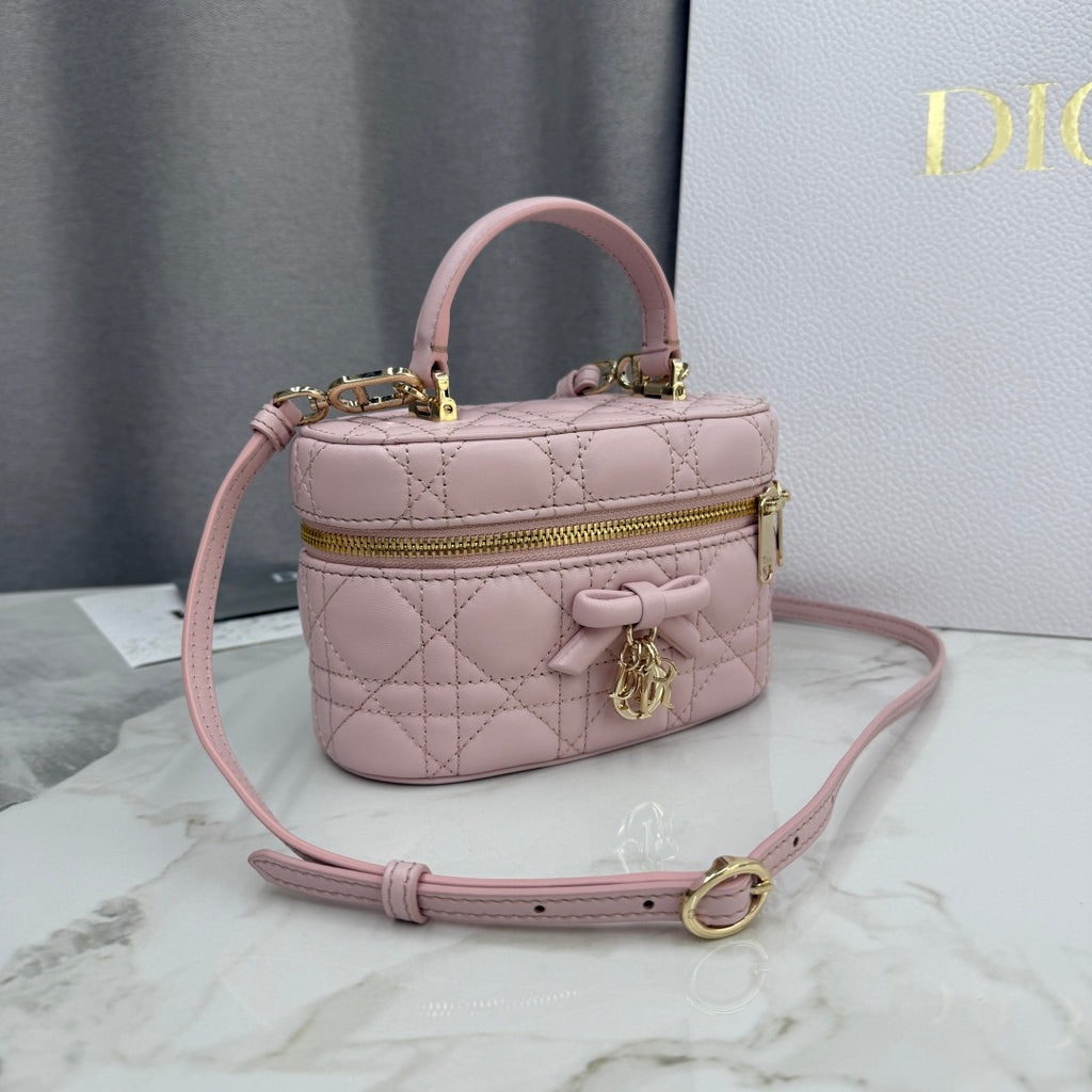 Dior Adiorable Mini Vanity Case — Blush Pink Cannage Lambskin with Gold Hardware