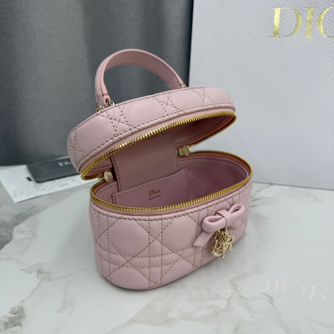 Dior Adiorable Mini Vanity Case — Blush Pink Cannage Lambskin with Gold Hardware