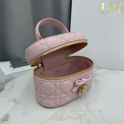 Dior Adiorable Mini Vanity Case — Blush Pink Cannage Lambskin with Gold Hardware