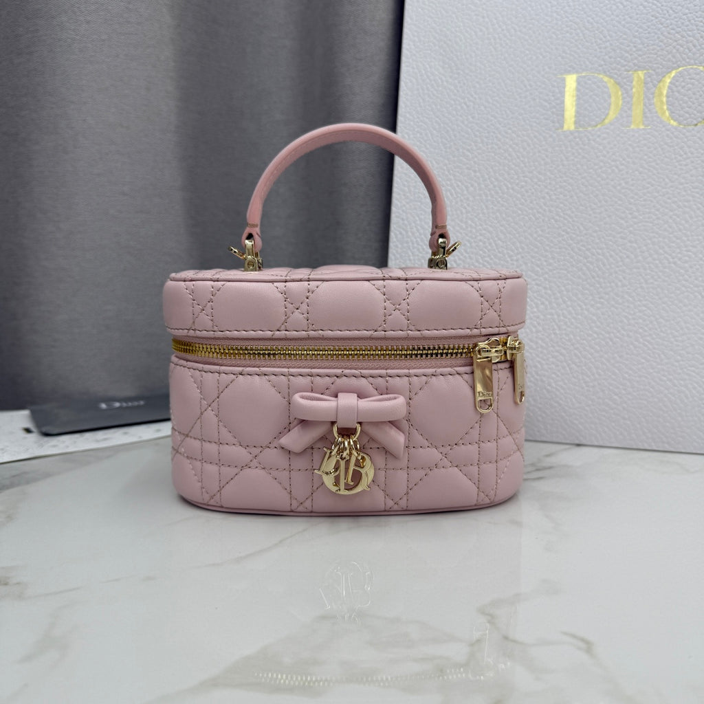 Dior Adiorable Mini Vanity Case — Blush Pink Cannage Lambskin with Gold Hardware