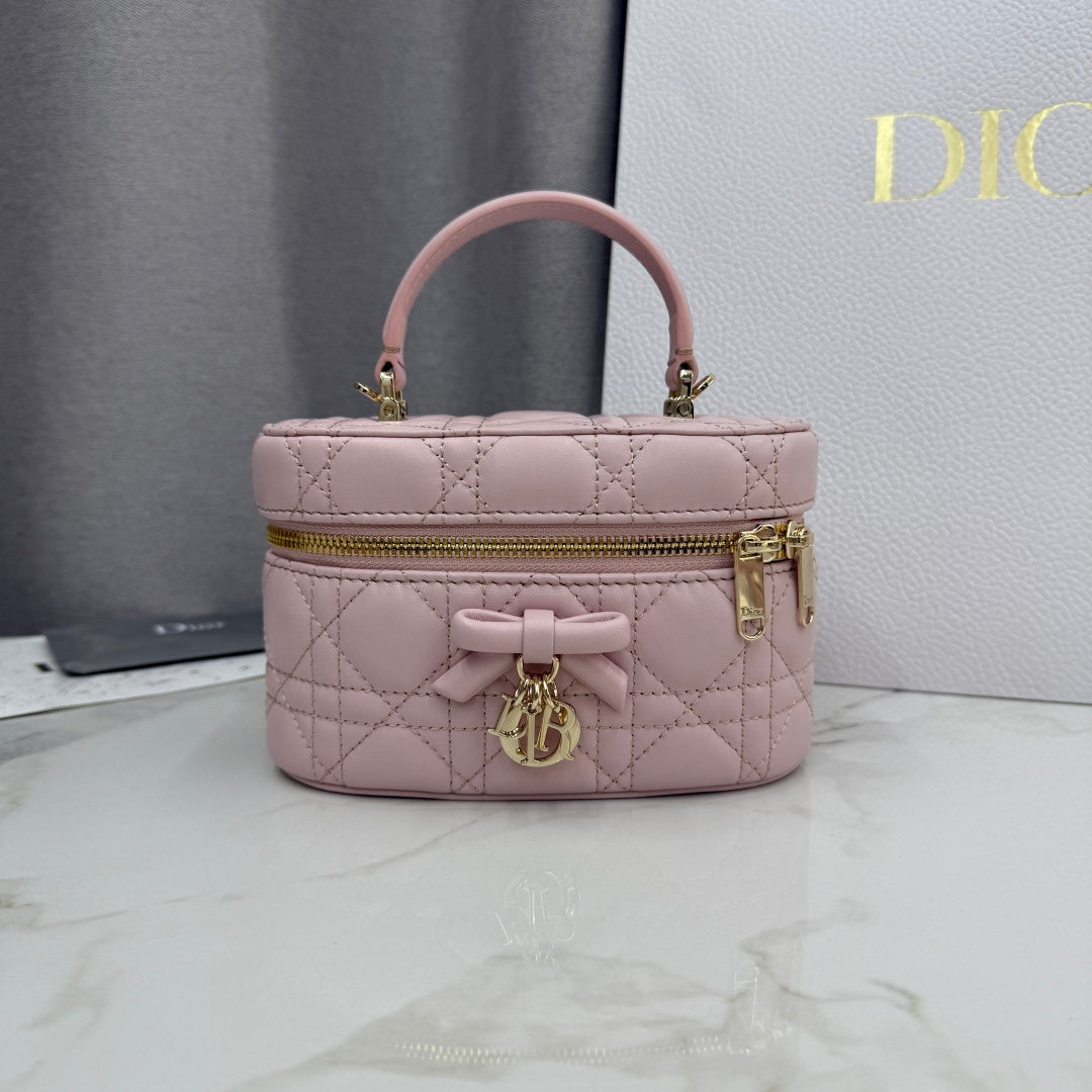 Dior Adiorable Mini Vanity Case — Blush Pink Cannage Lambskin with Gold Hardware