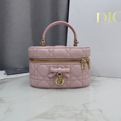 Dior Adiorable Mini Vanity Case — Blush Pink Cannage Lambskin with Gold Hardware