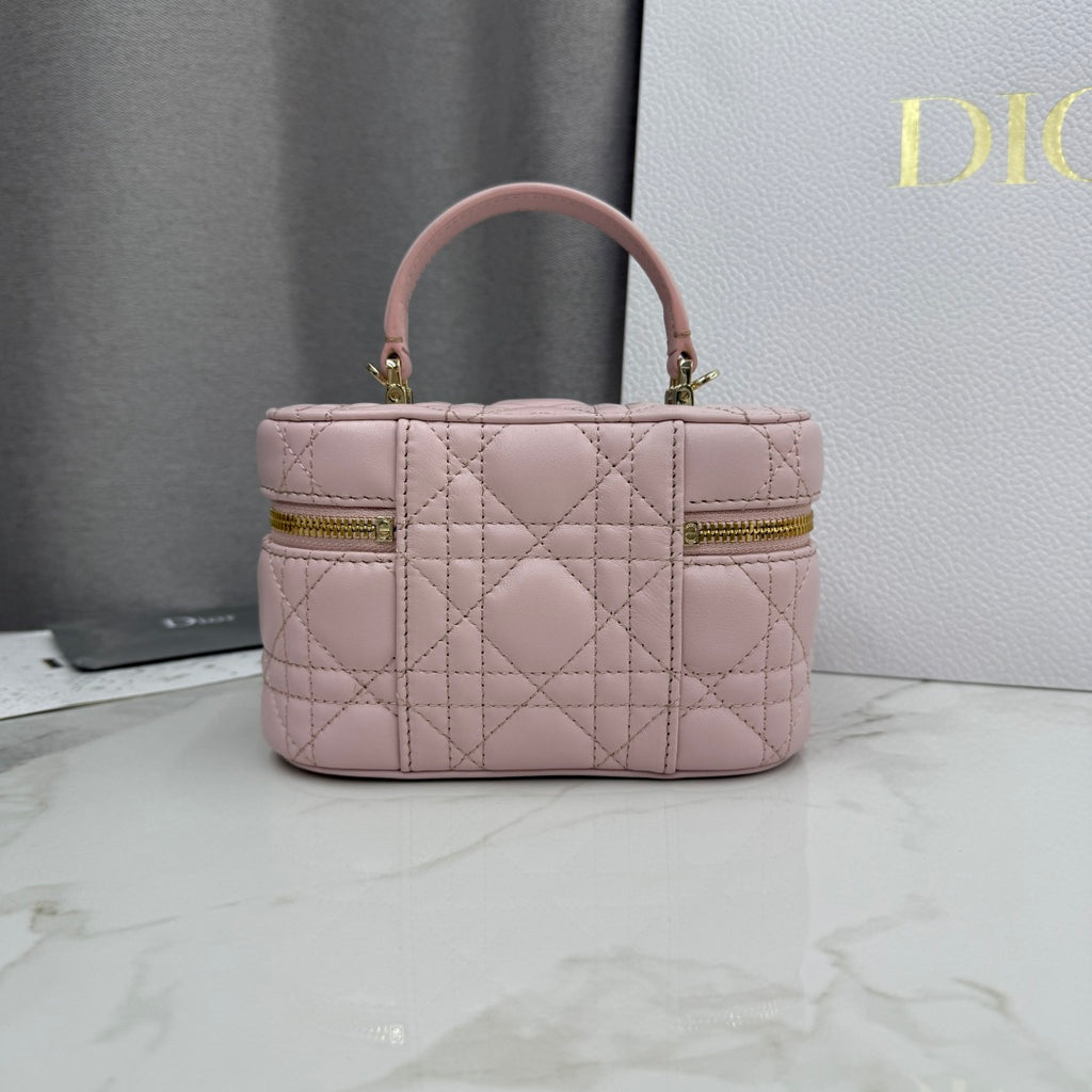 Dior Adiorable Mini Vanity Case — Blush Pink Cannage Lambskin with Gold Hardware