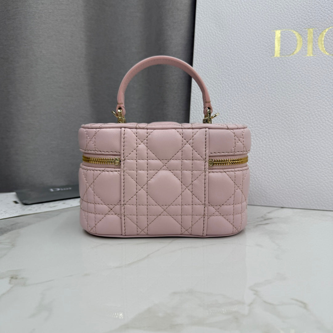 Dior Adiorable Mini Vanity Case — Blush Pink Cannage Lambskin with Gold Hardware