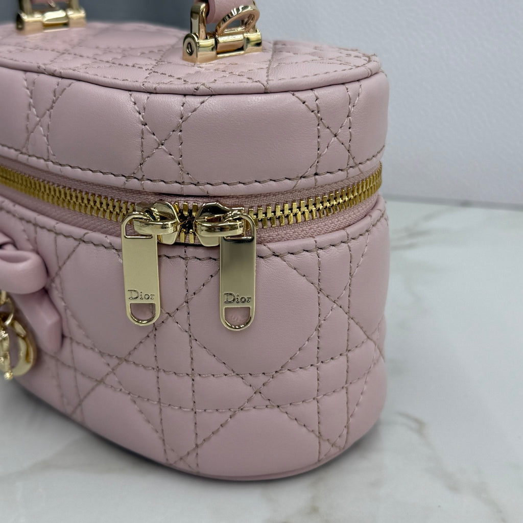 Dior Adiorable Mini Vanity Case — Blush Pink Cannage Lambskin with Gold Hardware