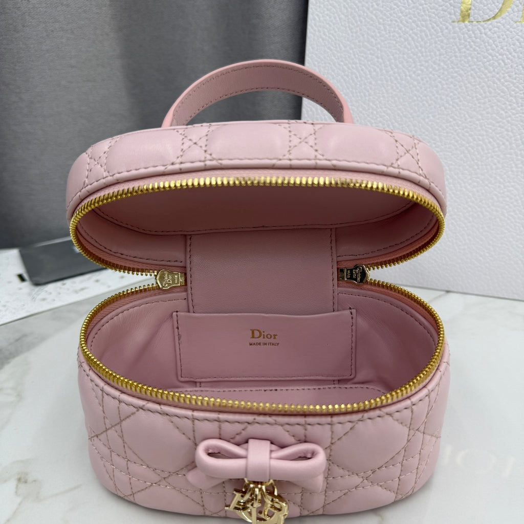 Dior Adiorable Mini Vanity Case — Blush Pink Cannage Lambskin with Gold Hardware