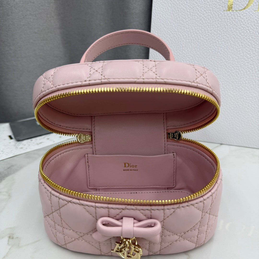 Dior Adiorable Mini Vanity Case — Blush Pink Cannage Lambskin with Gold Hardware