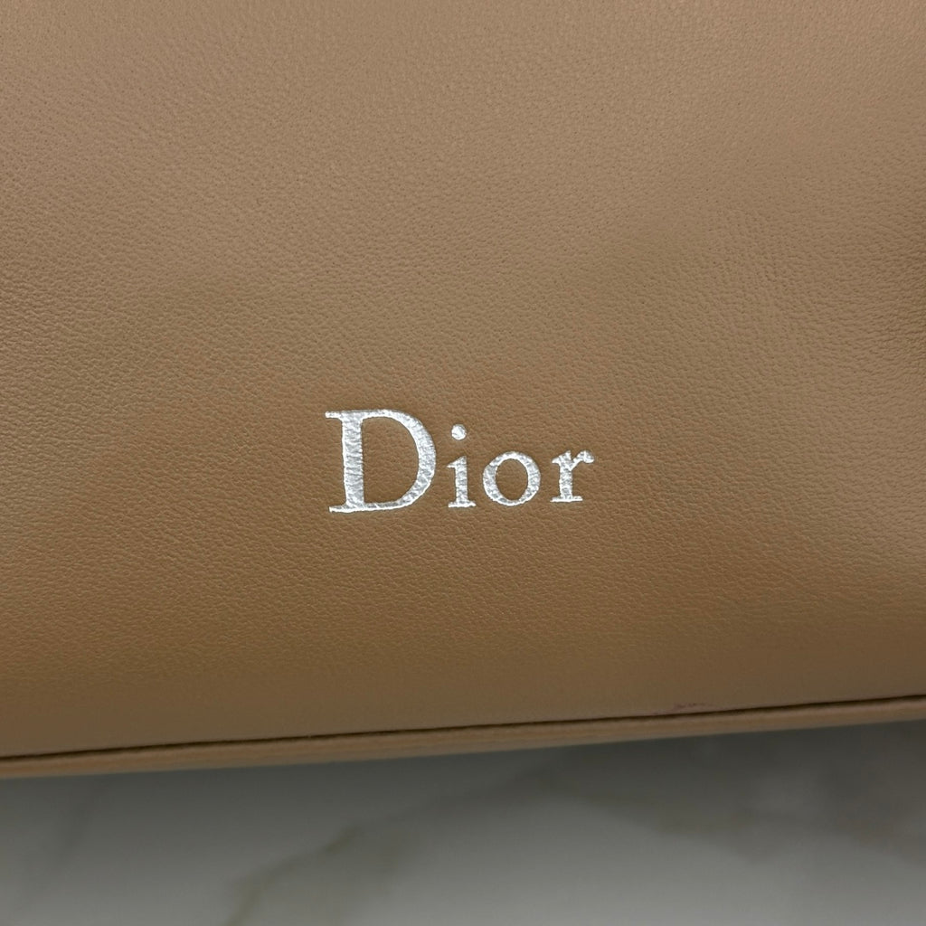 Dior D-Cushion Camera Bag — Camel Ultra-Soft Lambskin with Silver Hardware