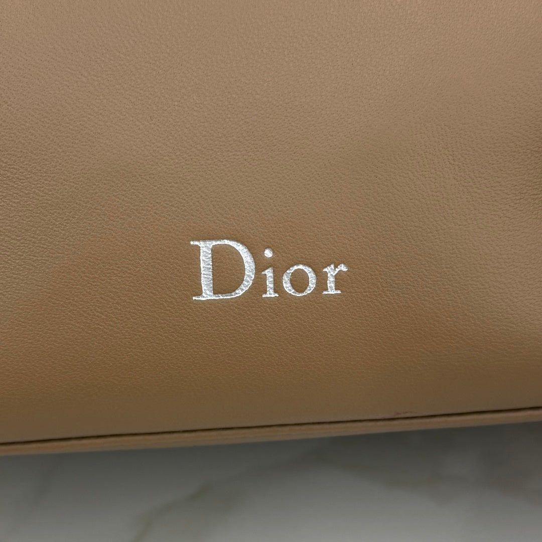 Dior D-Cushion Camera Bag — Camel Ultra-Soft Lambskin with Silver Hardware