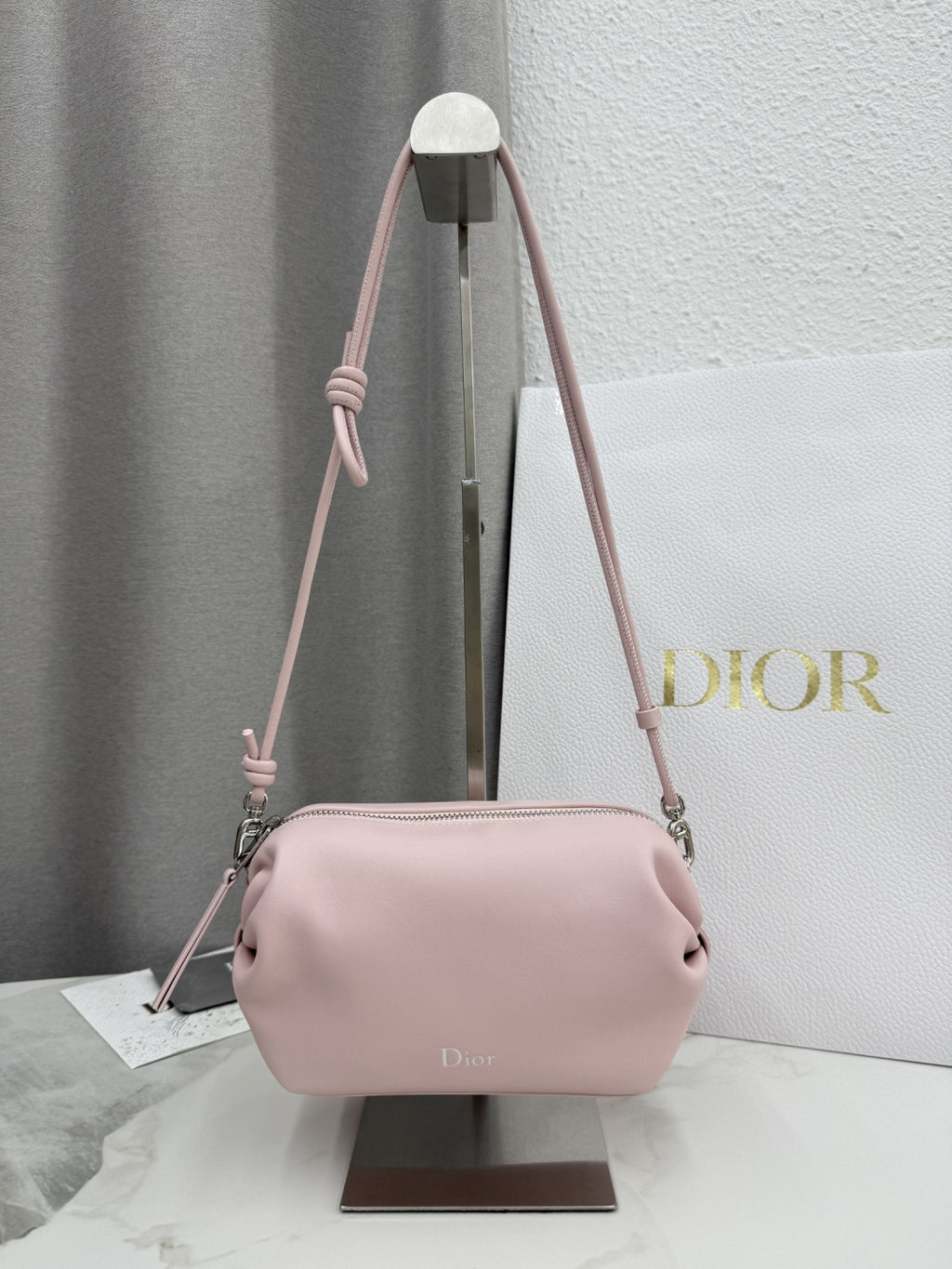 Dior D-Cushion Camera Bag — Blush Pink Ultra-Soft Lambskin with Silver Hardware
