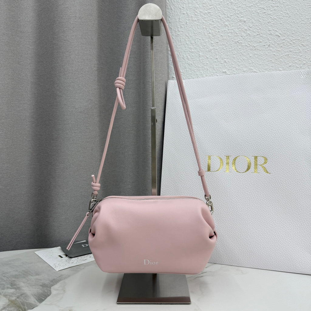 Dior D-Cushion Camera Bag — Blush Pink Ultra-Soft Lambskin with Silver Hardware