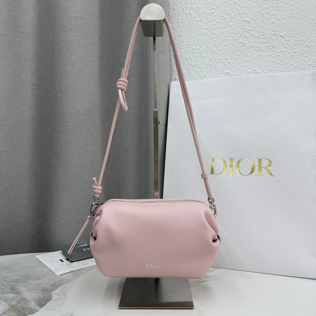 Dior D-Cushion Camera Bag — Blush Pink Ultra-Soft Lambskin with Silver Hardware