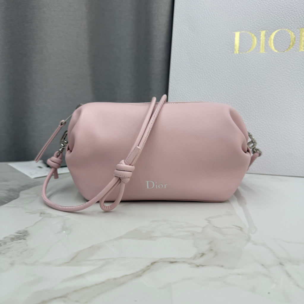 Dior D-Cushion Camera Bag — Blush Pink Ultra-Soft Lambskin with Silver Hardware